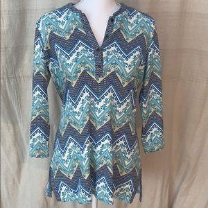 J McLaughlin HARD TO FIND! Tunic Blue print